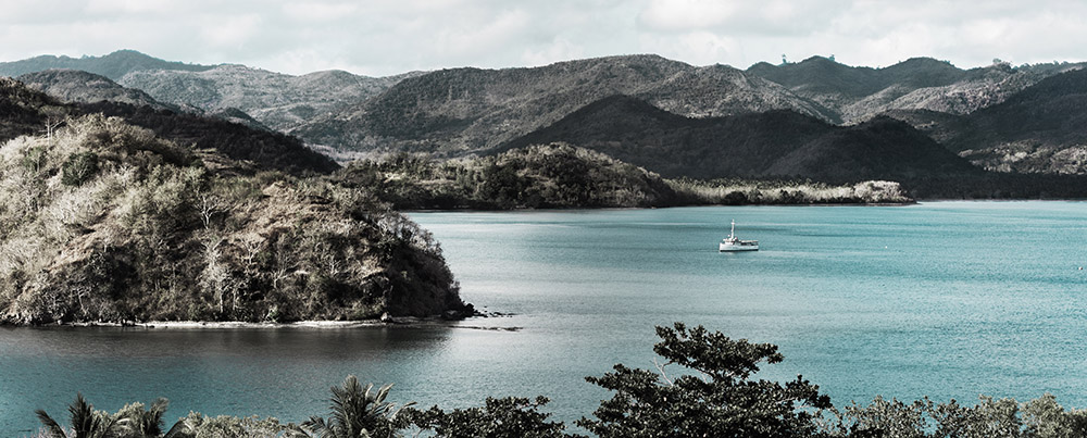 A boat is sailing in the Komodo National Park