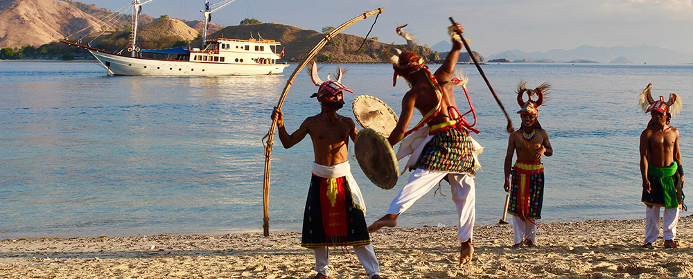 People of Flores performing Caci dance