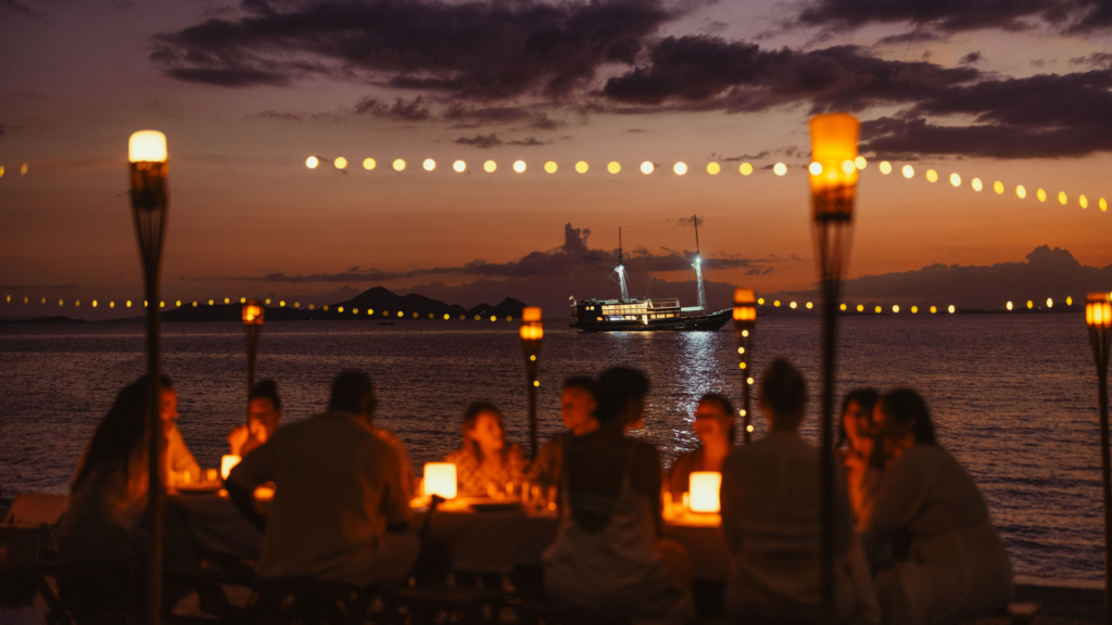 Private beach dinner near Komodo Island