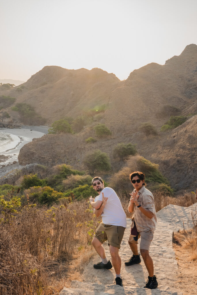 Trekking at sunrise in Komodo