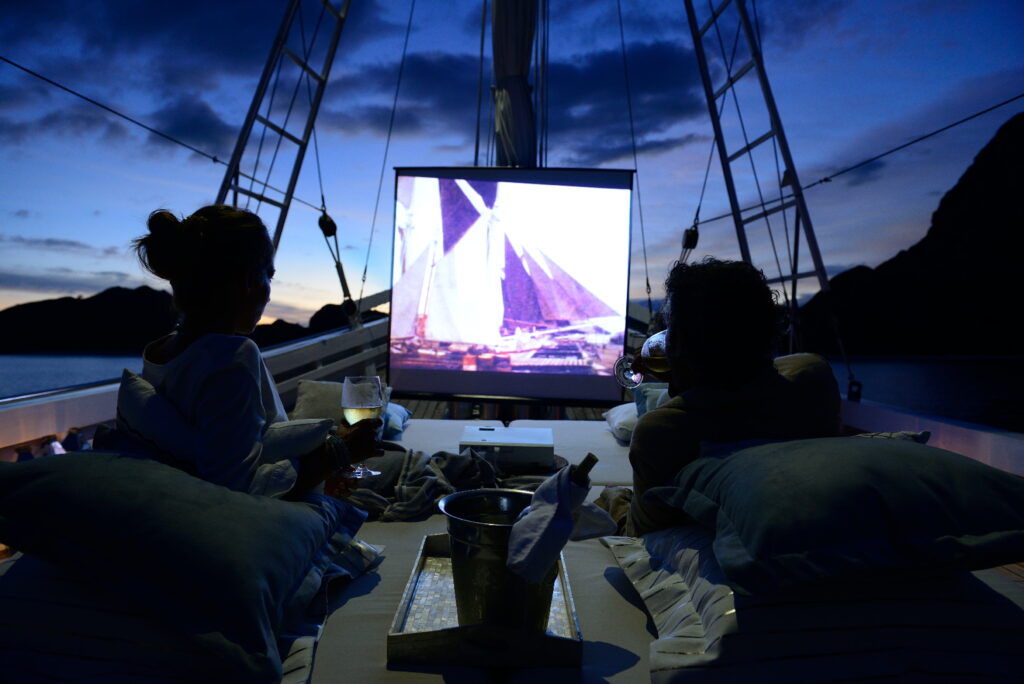 Main Deck with Cinema Onboard Alexa Liveaboard | Hello Flores